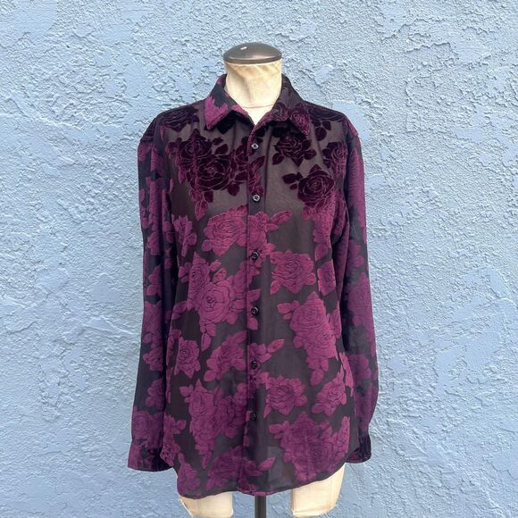 Vintage Velvet Burnout Top size Small whimsygoth - Picture 2 of 8